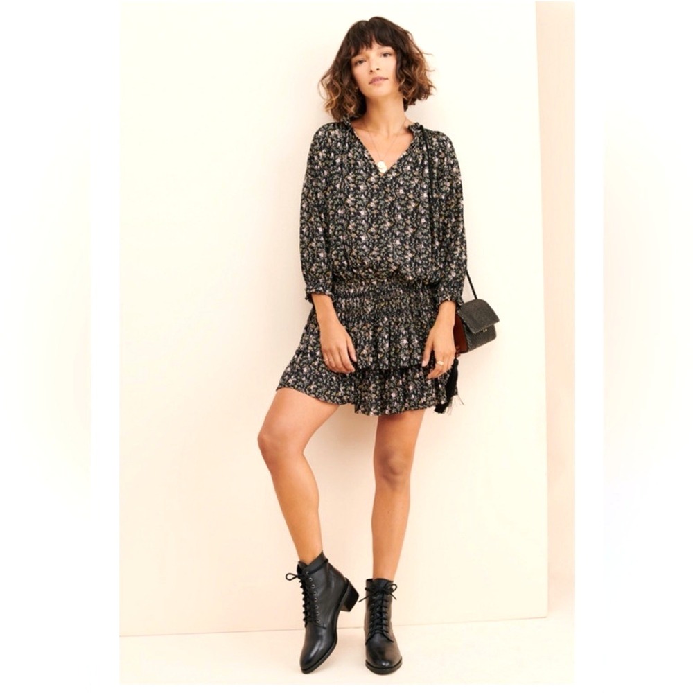 Anthropologie Current Air Womens Boho Floral Mini Dress L Cottagecore Whimsigoth